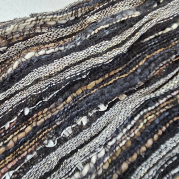 Women's One Size Metallic Black/Grey/White Infinity Wrap Wool‎ Scarf Whimsigoth - Picture 10 of 13